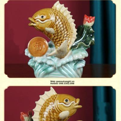 TƯỢNG SỨ CẶP CÁ VƯỢT LONG MÔN